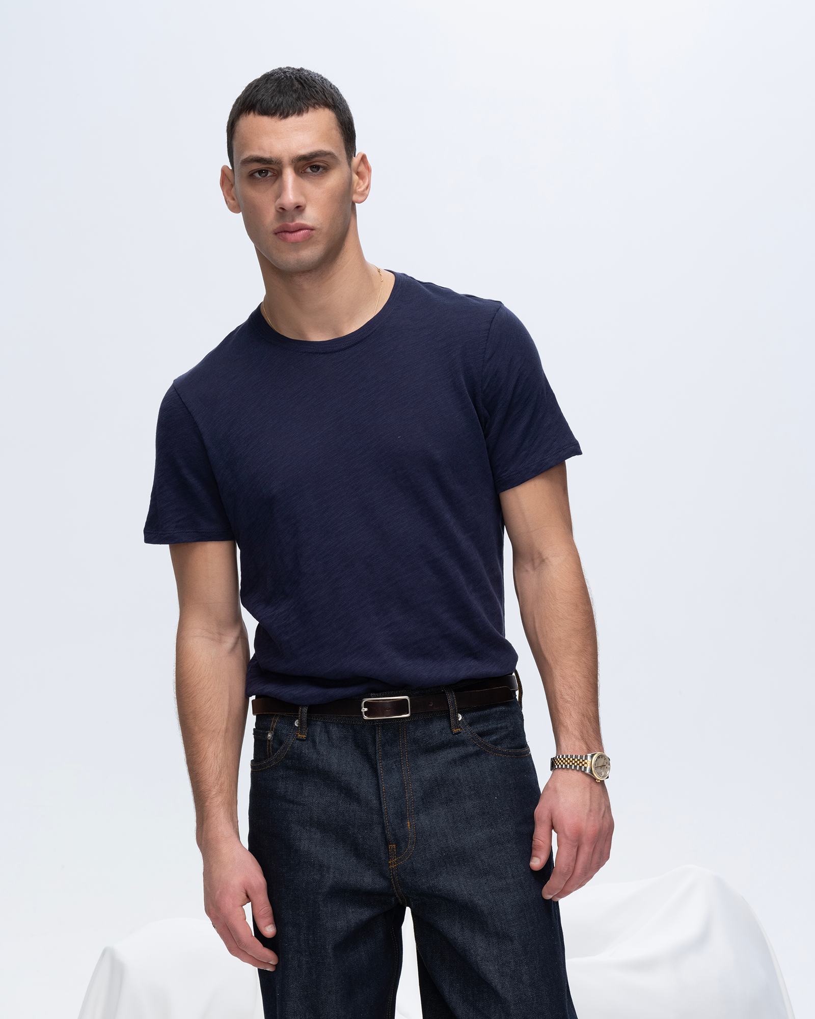 AM4000-FK-MIDNIGHT-MODEL_083 Slub Jersey Crew Neck Tee - Midnight - Image 1