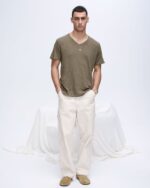 Slub Jersey V-Neck Tee - Army - Image 2