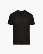Slub Jersey V-Neck Tee - Black - Image 7