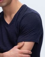 Slub Jersey V-Neck Tee - Midnight - Image 4