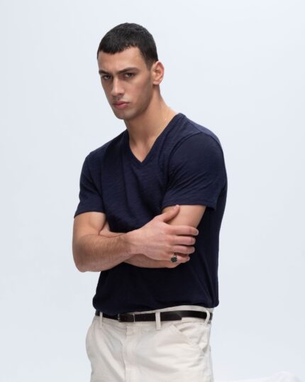 Slub Jersey V-Neck Tee - Midnight