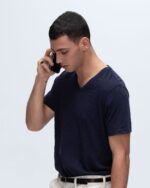 Slub Jersey V-Neck Tee - Midnight - Image 3