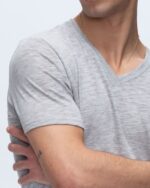 Slub Jersey V-Neck Tee - Heather Grey - Image 5