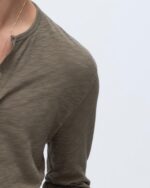 Slub Jersey Destroyed Wash Henley - Army - Image 4