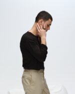 Slub Jersey Destroyed Wash Henley - Black - Image 3