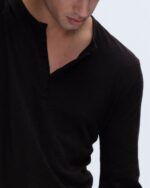 Slub Jersey Destroyed Wash Henley - Black - Image 5