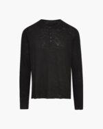 Slub Jersey Destroyed Wash Henley - Black - Image 7
