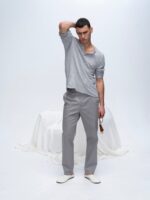 Slub Jersey Destroyed Wash Henley - Heather Grey - Image 2