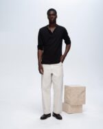 Classic Jersey Long Sleeve Henley - Black - Image 4