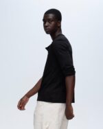 Classic Jersey Long Sleeve Henley - Black - Image 2