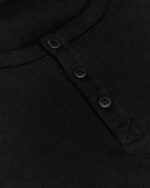 Classic Jersey Long Sleeve Henley - Black - Image 7