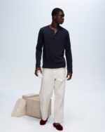 Classic Jersey Long Sleeve Henley - Midnight - Image 2