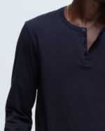 Classic Jersey Long Sleeve Henley - Midnight - Image 5