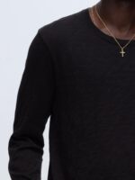 Slub Jersey Long Sleeve Destroyed Wash Tee - Black - Image 5