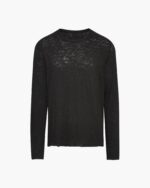 Slub Jersey Long Sleeve Destroyed Wash Tee - Black - Image 7