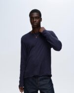 Slub Jersey Long Sleeve Destroyed Wash Tee - Midnight