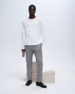 Slub Jersey Long Sleeve Destroyed Wash Tee - White - Image 4