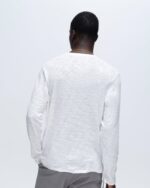 Slub Jersey Long Sleeve Destroyed Wash Tee - White - Image 3