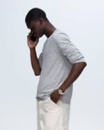 Slub Jersey Long Sleeve Destroyed Wash Tee - Heather Grey - Image 3