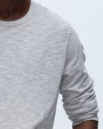 Slub Jersey Long Sleeve Destroyed Wash Tee - Heather Grey - Image 5