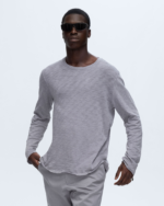 Slub Jersey Chroma Wash Long Sleeve Destroyed Wash Tee - Shark