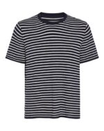 Cotton Cashmere Striped Crew Neck Tee  -  Midnight Chalk - Image 6