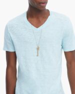 Slub Jersey V-Neck Tee - Ocean Blue - Image 4