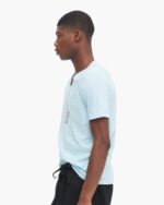 Slub Jersey V-Neck Tee - Ocean Blue - Image 2
