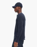 Rib Long Sleeve Destroyed Henley - Dark Navy - Image 2