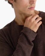 Slub Jersey Long Sleeve Destroyed Wash Tee - Dark Chocolate - Image 3