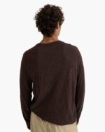 Slub Jersey Long Sleeve Destroyed Wash Tee - Dark Chocolate - Image 5