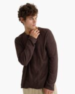 Slub Jersey Long Sleeve Destroyed Wash Tee - Dark Chocolate