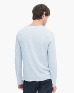Slub Jersey Long Sleeve Destroyed Wash Tee - Powder Blue - Image 3