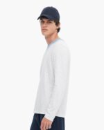 Spray Treatment Slub Jersey Destroyed Long Sleeve Crew Neck Tee - Silver-Wash Navy - Image 2