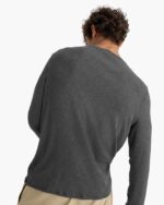 Modal Rib Long Sleeve Crew - Heather Coal - Image 4