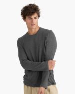 Modal Rib Long Sleeve Crew - Heather Coal - Image 3
