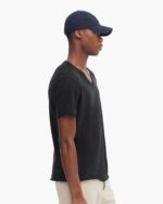 Vintage Jersey Cut Off Short Sleeve V-Neck Tee - Black - Image 2