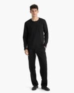 Heavyweight Jersey Long Sleeve Crew - Black - Image 3