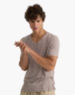 Slub Jersey Chroma Wash V-Neck Tee - Faded Mocha