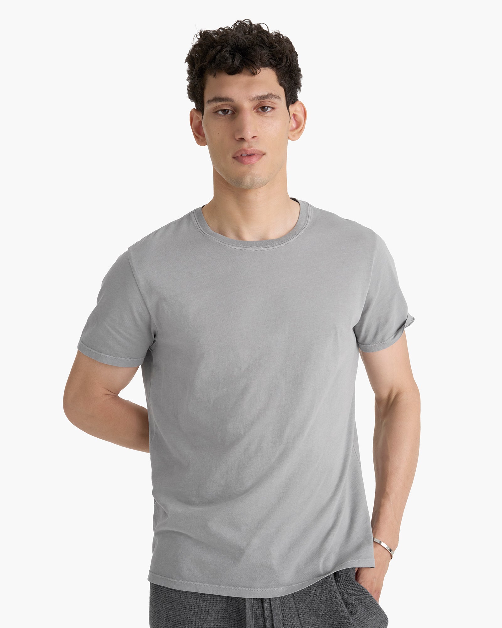 ATM_2025_PREFALL_STYLIZED_ON-FIGURE_M4060GAB-PWETER_FRONT__0027_f4edd979-a28b-4af1-ab9f-6771125ebc7d Classic Jersey Crew Neck Tee - Pewter - Image 1