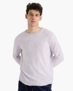 Slub Jersey Long Sleeve Destroyed Wash Tee - Faded Lavender