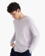 Slub Jersey Long Sleeve Destroyed Wash Tee - Faded Lavender - Image 3