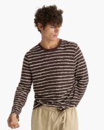 Slub Jersey Long Sleeve Destroyed Wash Tee - Dark Chocolate Chalk