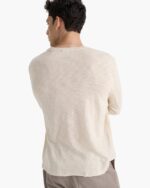 Slub Jersey Long Sleeve Destroyed Wash Tee - Bleached Oak - Image 4