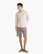 Slub Jersey Long Sleeve Destroyed Wash Tee - Bleached Oak - Image 2