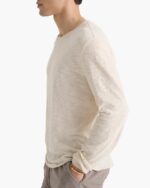 Slub Jersey Long Sleeve Destroyed Wash Tee - Bleached Oak - Image 3