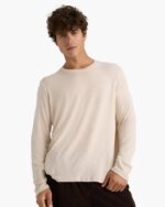 Modal Rib Long Sleeve Crew - Heather Soft Wheat
