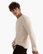 Modal Rib Long Sleeve Crew - Heather Soft Wheat - Image 3