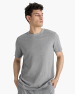 Pima Cotton Pique Crew Neck Tee - Pewter