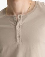 Heavyweight Jersey Long Sleeve Henley - French Oak - Image 3